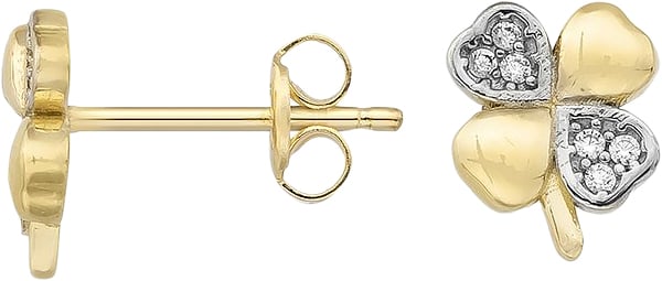 Clover Sparkle ørestikker i 8 kt. guld fra Gold Essentials