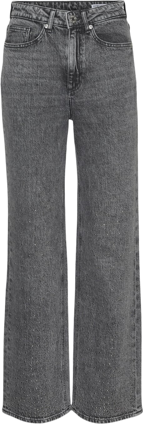 Vmtessa Wide Studs Dnm Jeans i Grå fra Vero Moda