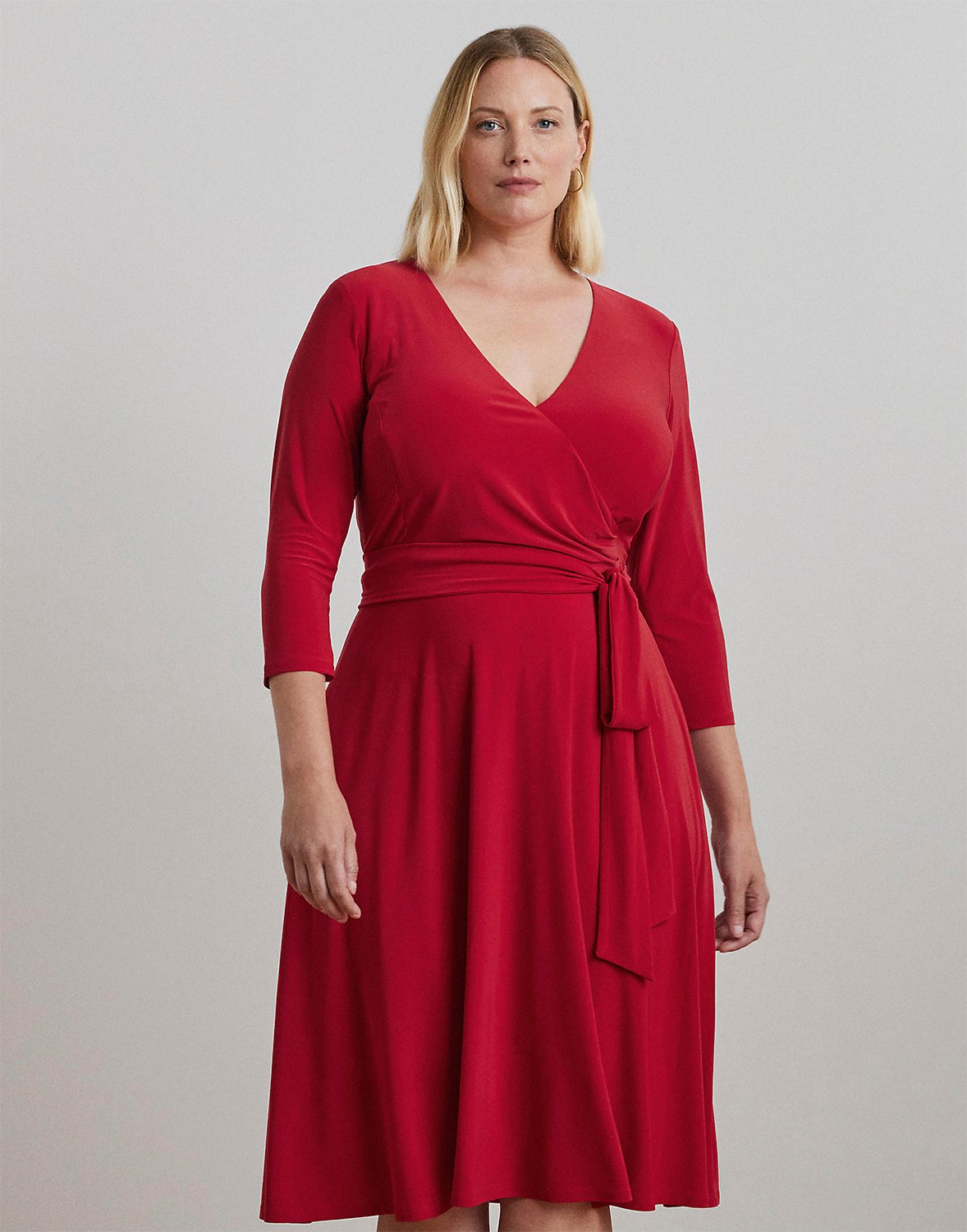 Festlig Rød Midi Kjole fra Lauren Ralph Lauren