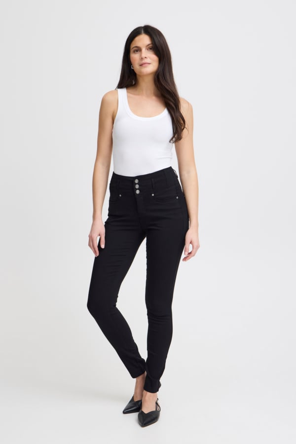 Zalin Skinny Jeans i Sort - Høj Talje og Tight Fit