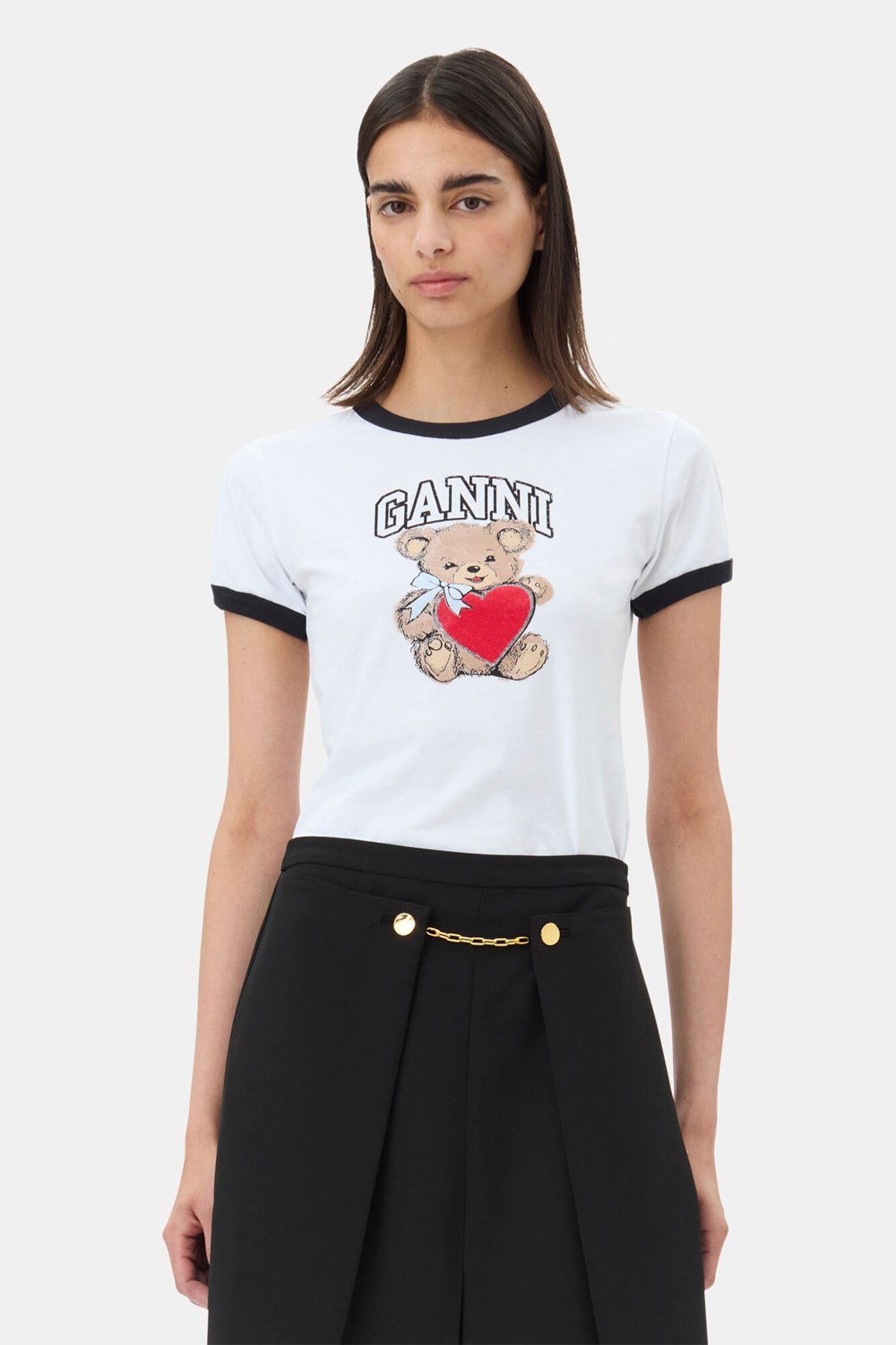 Basic Jersey Bear T-shirt i Hvid fra Ganni hos Magasin