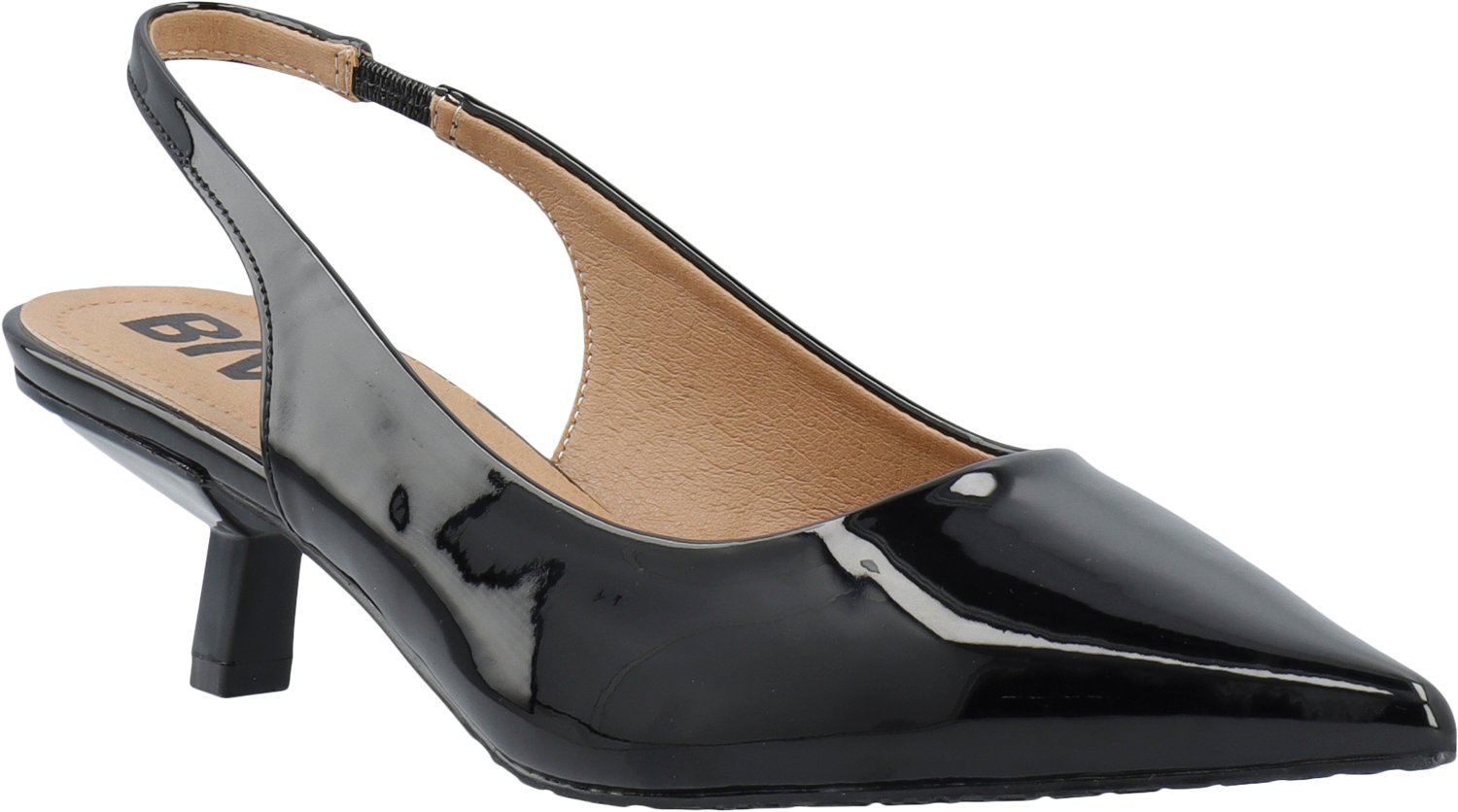 Biakristin Slingback Hæl i Patent - Sort fra Bianco