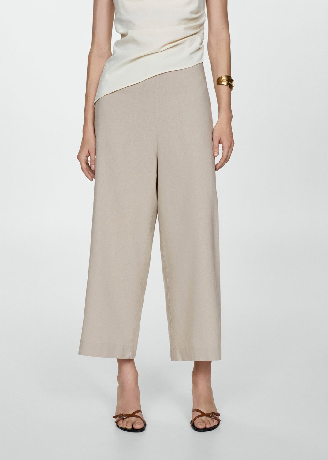 Wideleg Linen Trousers fra Mango hos Magasin 8447144081359