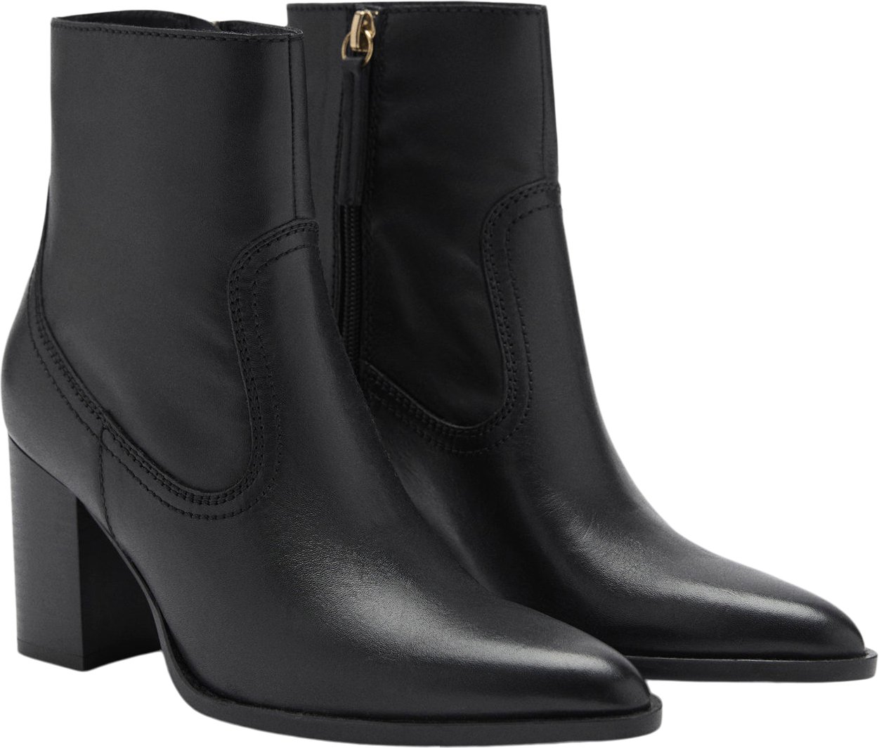 Leather Pointed Ankle Boots fra Mango hos Magasin 8447144958378