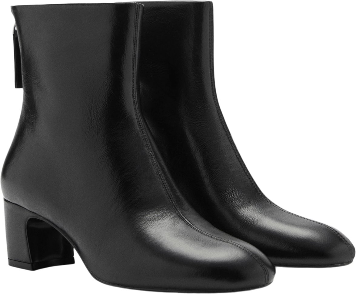 Zipped Leather Ankle Boots fra Mango hos Magasin 8447144967929