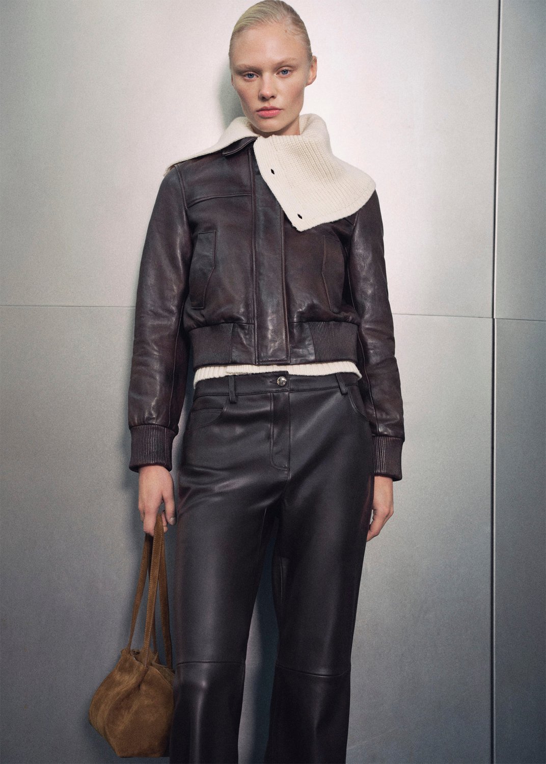 % Leather Bomber Jacket fra Mango hos Magasin 8447274278131
