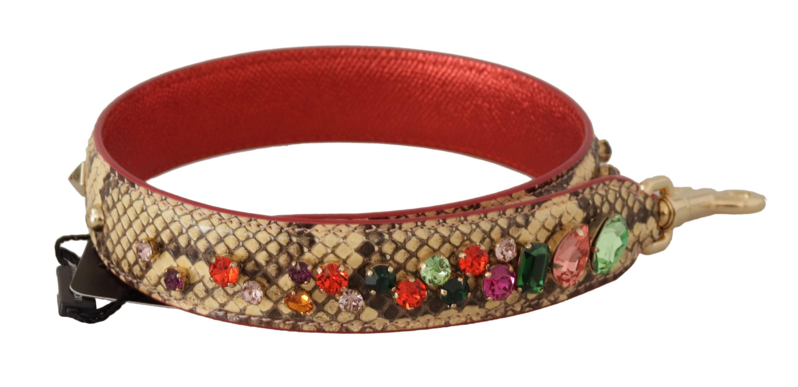 Beige Exotic æder Krystals Skulder Strap fra Dolce & Gabbana hos Modeoutlet 8058301886672