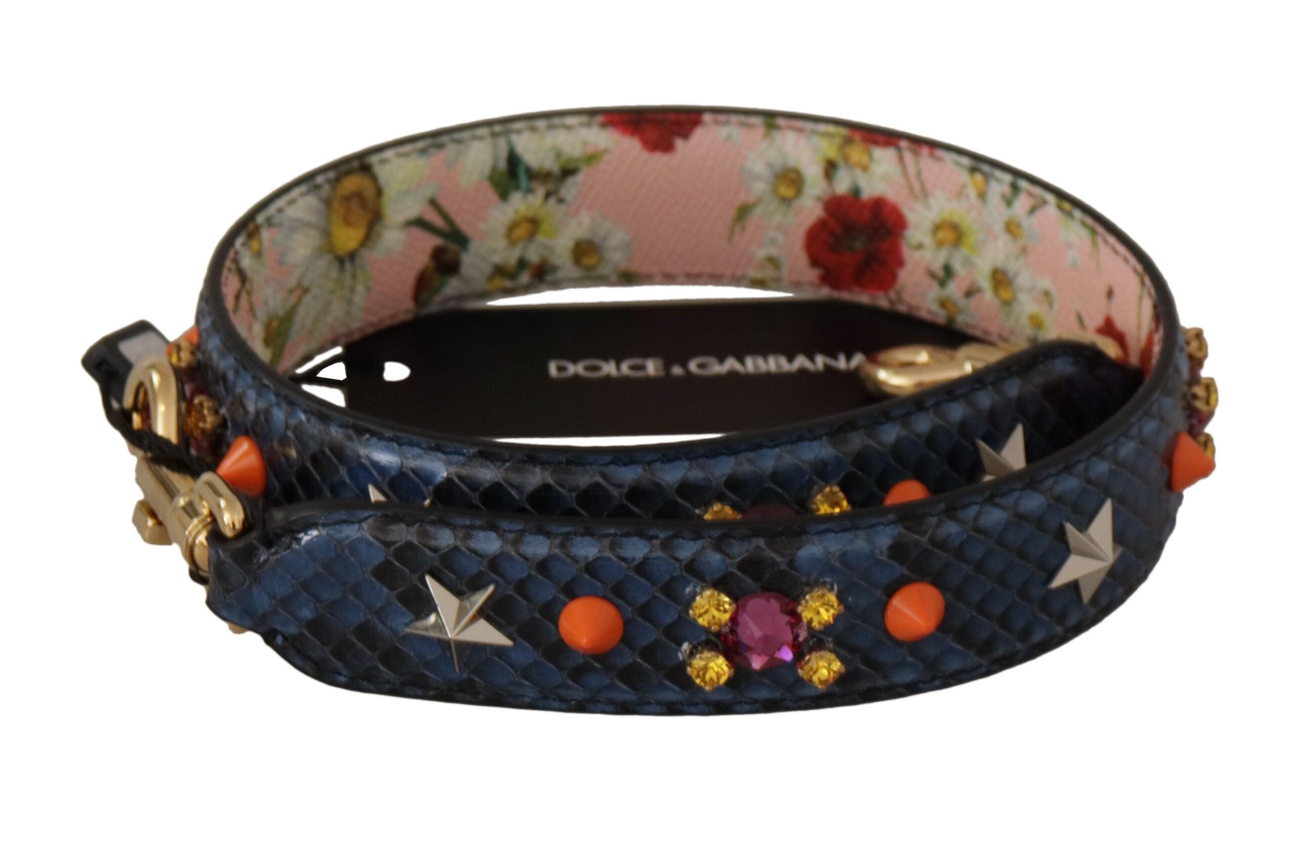Blå Læder Krystals Skulderrem fra Dolce & Gabbana