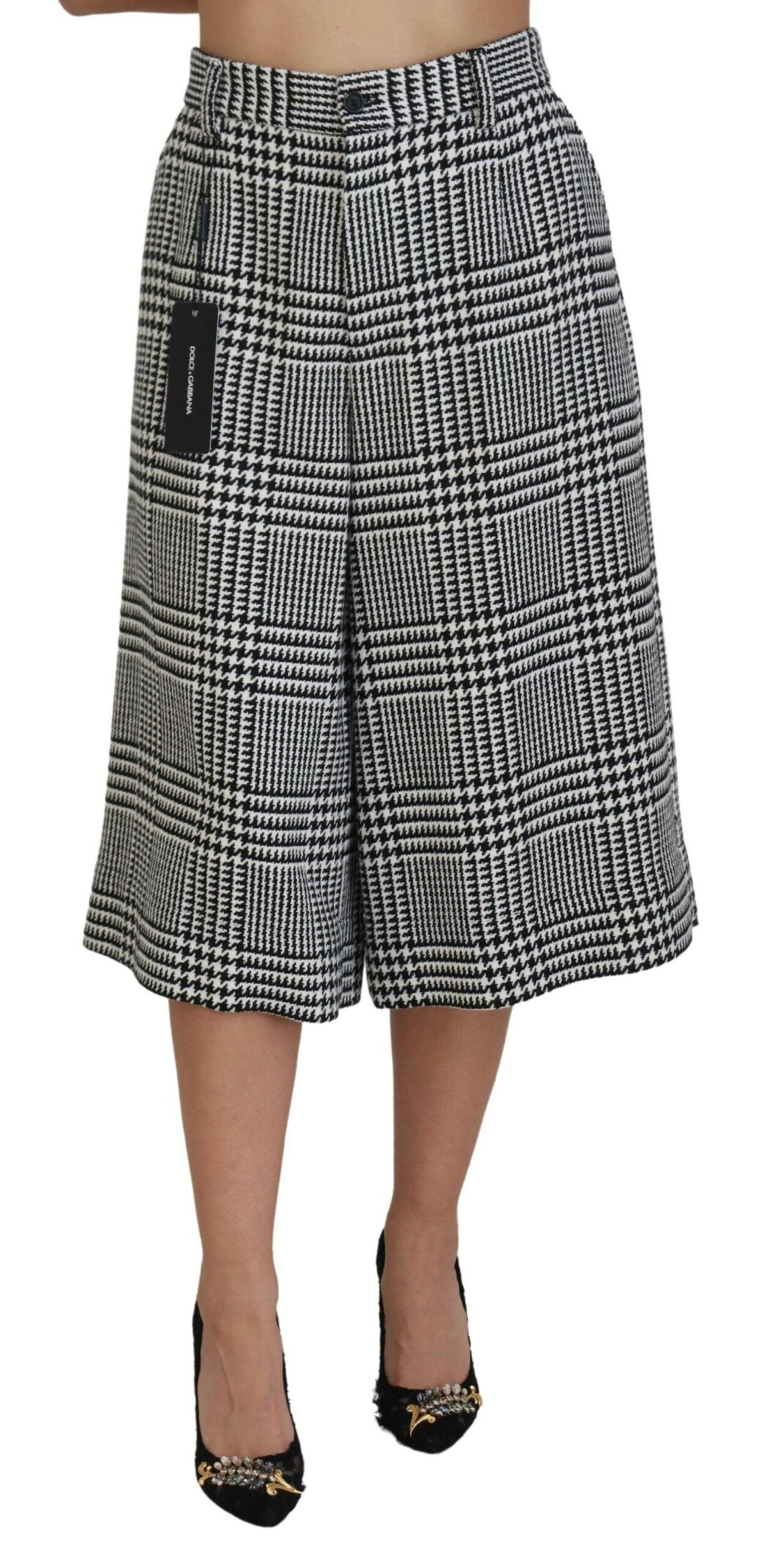 å Plaid High Waist Wide Leg Alpaca Bukser & Jeans fra Dolce & Gabbana hos Modeoutlet 8050249421724