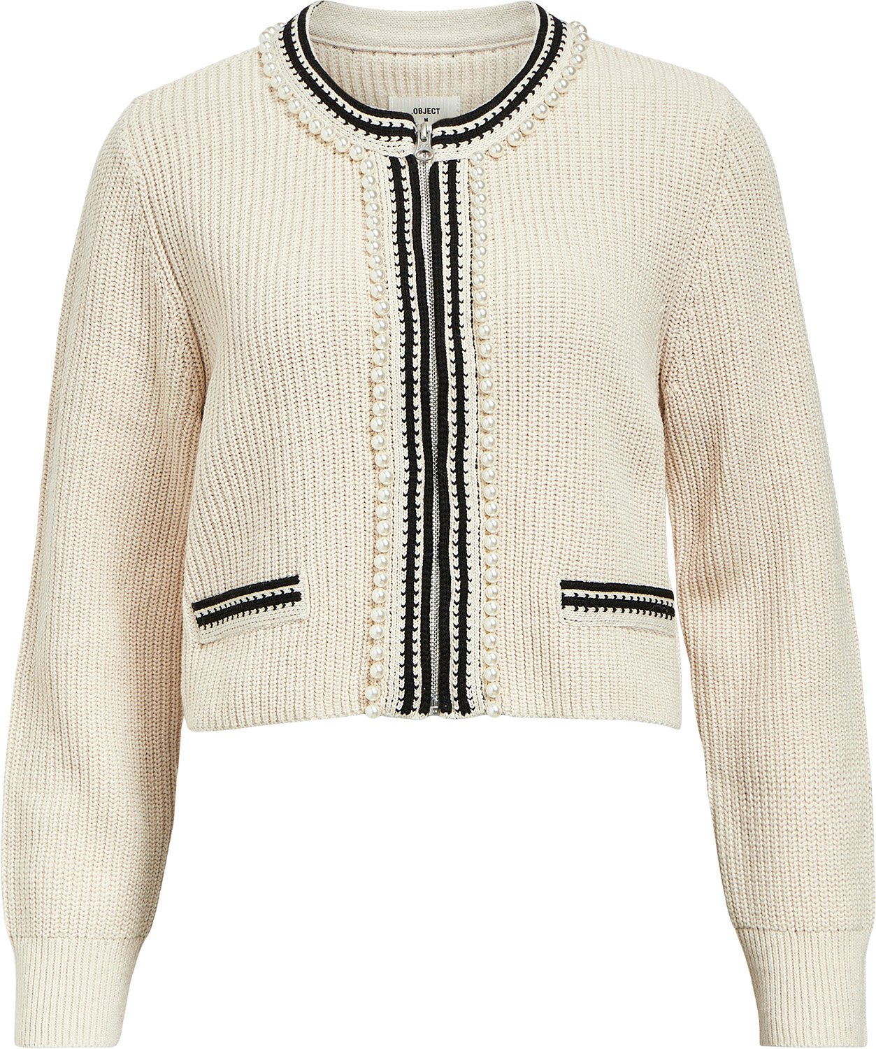 Objperla Strik Cardigan i Hvid fra Object hos Magasin