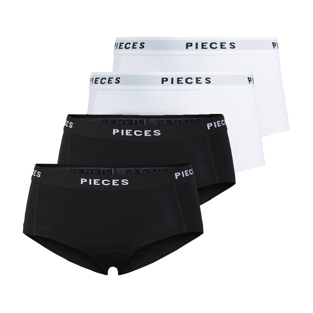 Dame Hipsters Pclogo - 4 Pak i Sort og Hvid fra Pieces