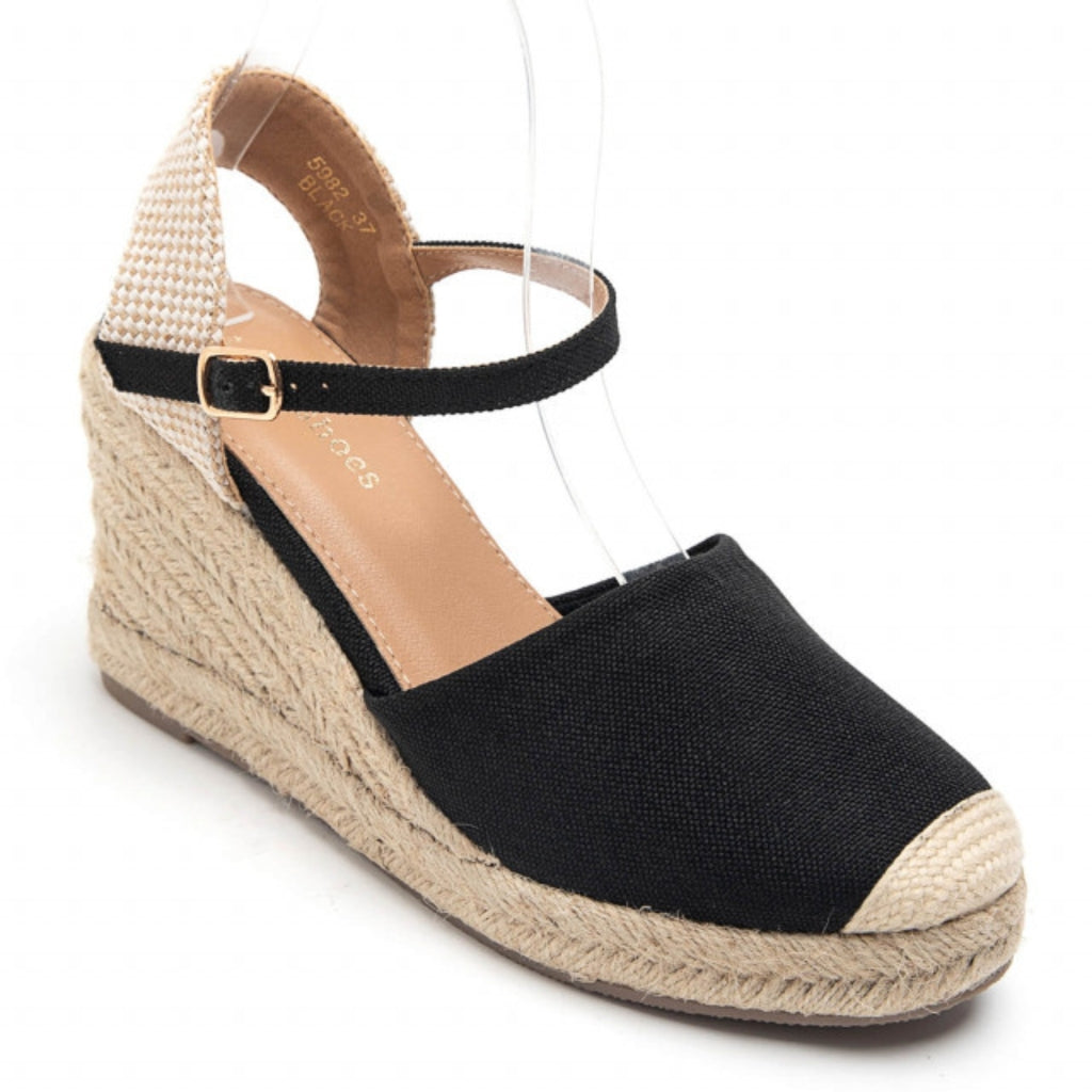 Vicca Dame Plateau Sandal i Sort - Sommerudsalg!
