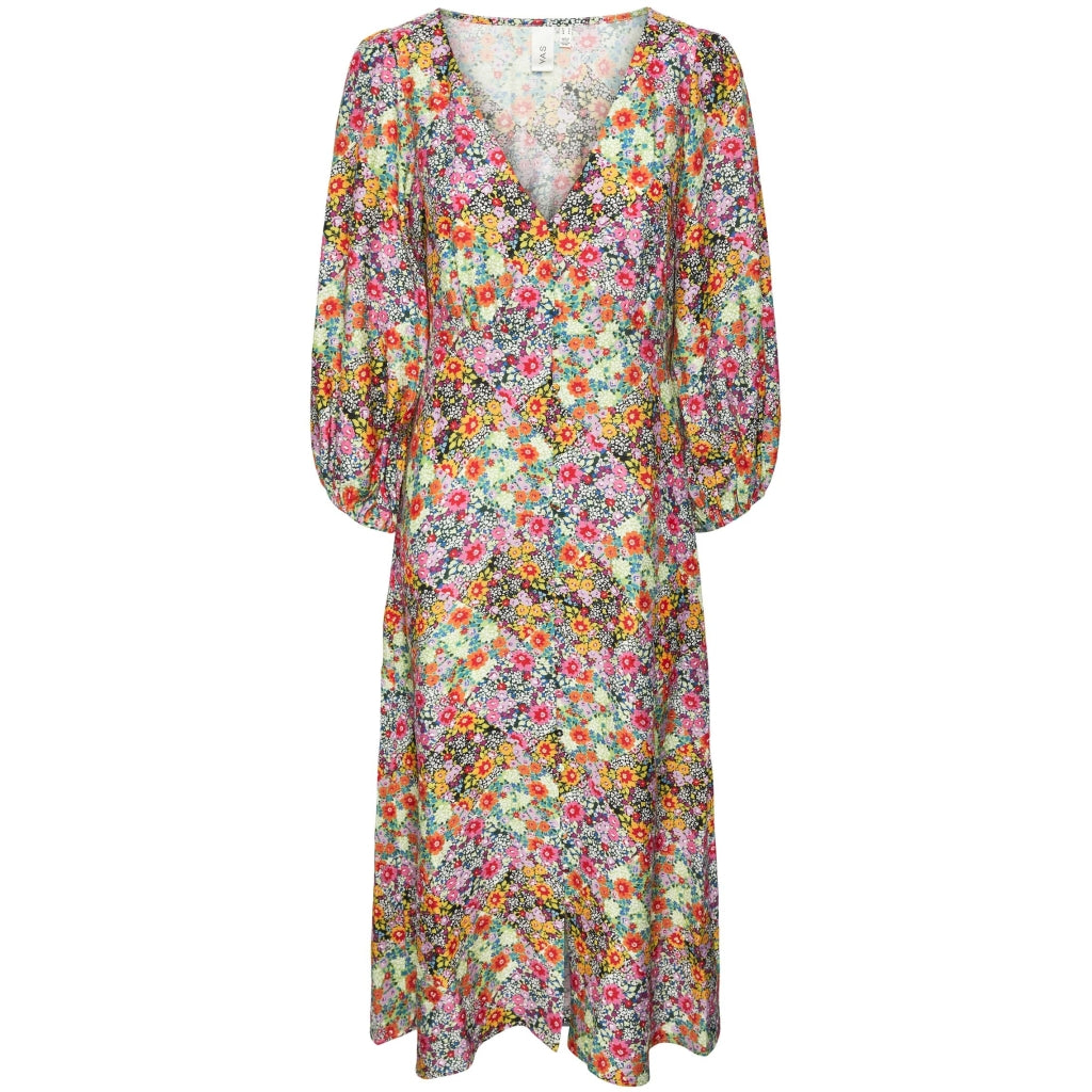 Yas Dame Kjole Yasflowerfield - Sort Blomsterdesign Udsalg