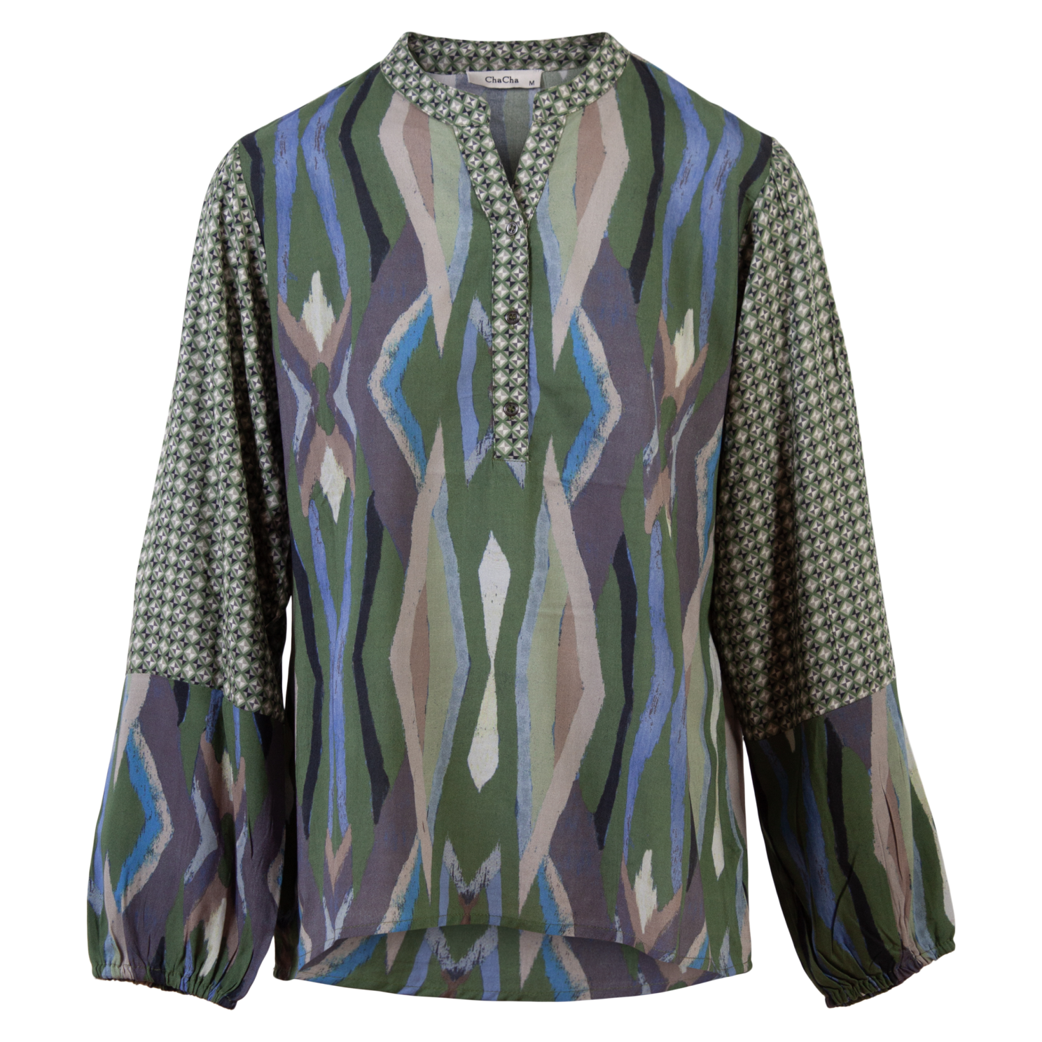 Dame Bluse  Khaki Combi fra Chacha hos dansk.dk 5714470171720