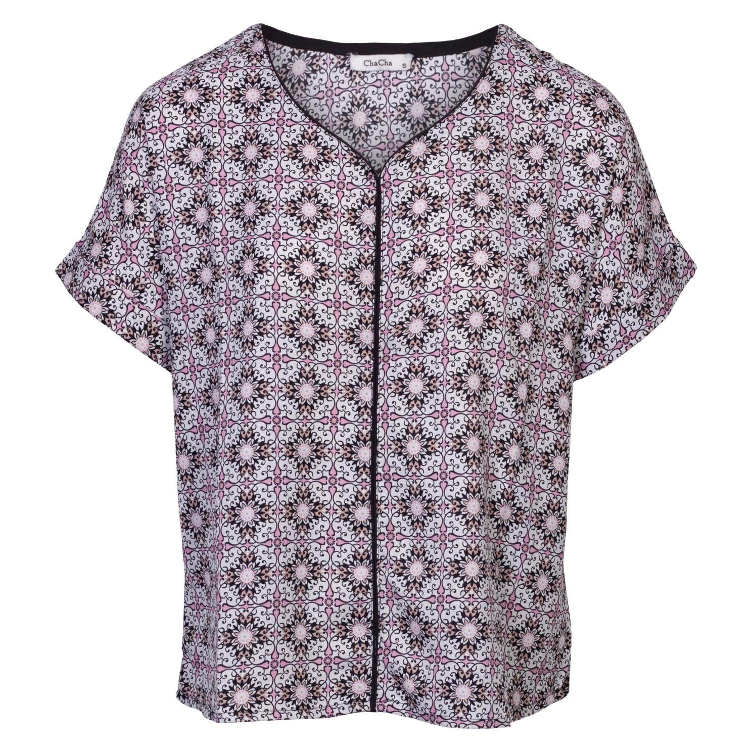 Dame Bluse med Korte Ærmer og Print fra Chacha