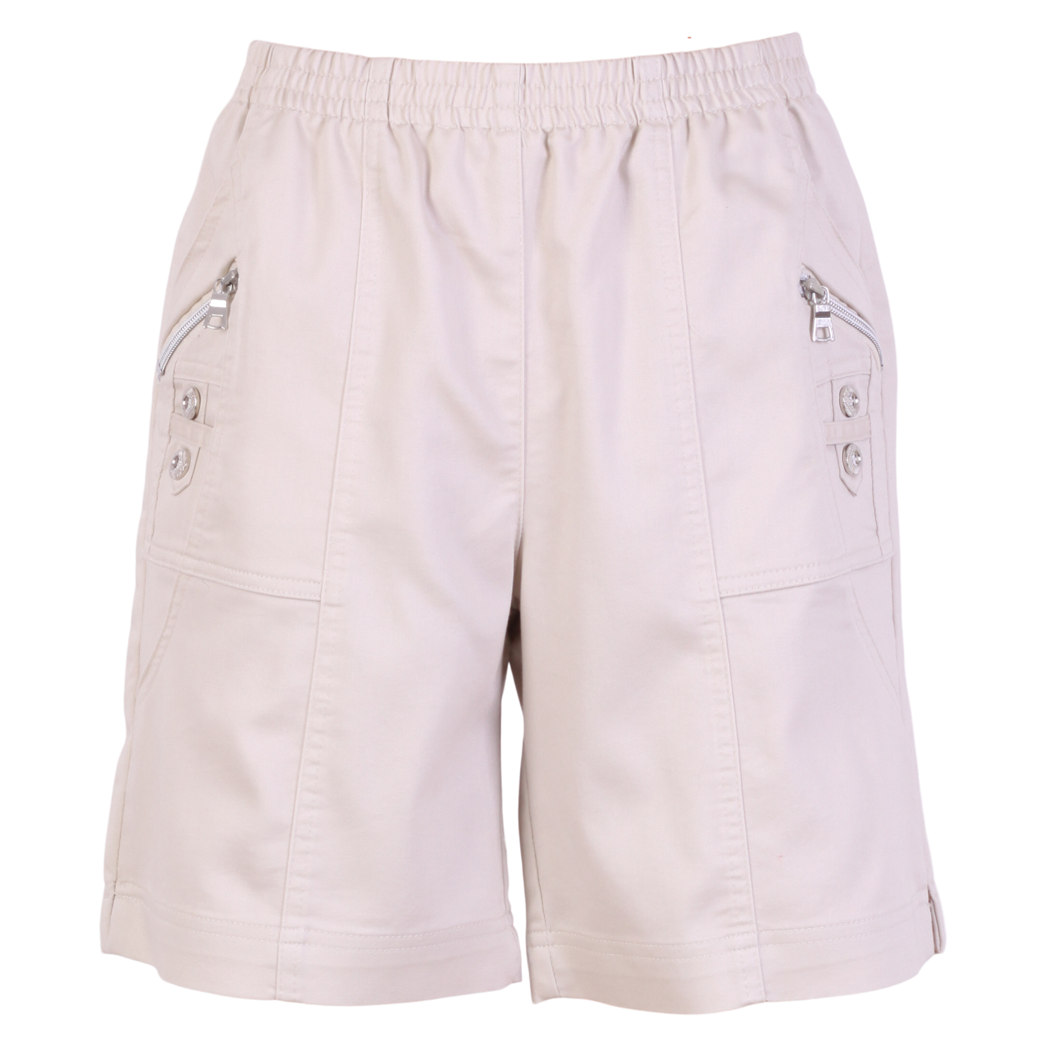 Beige Dame Shorts med Lynlåsdetaljer fra Pure Instinct