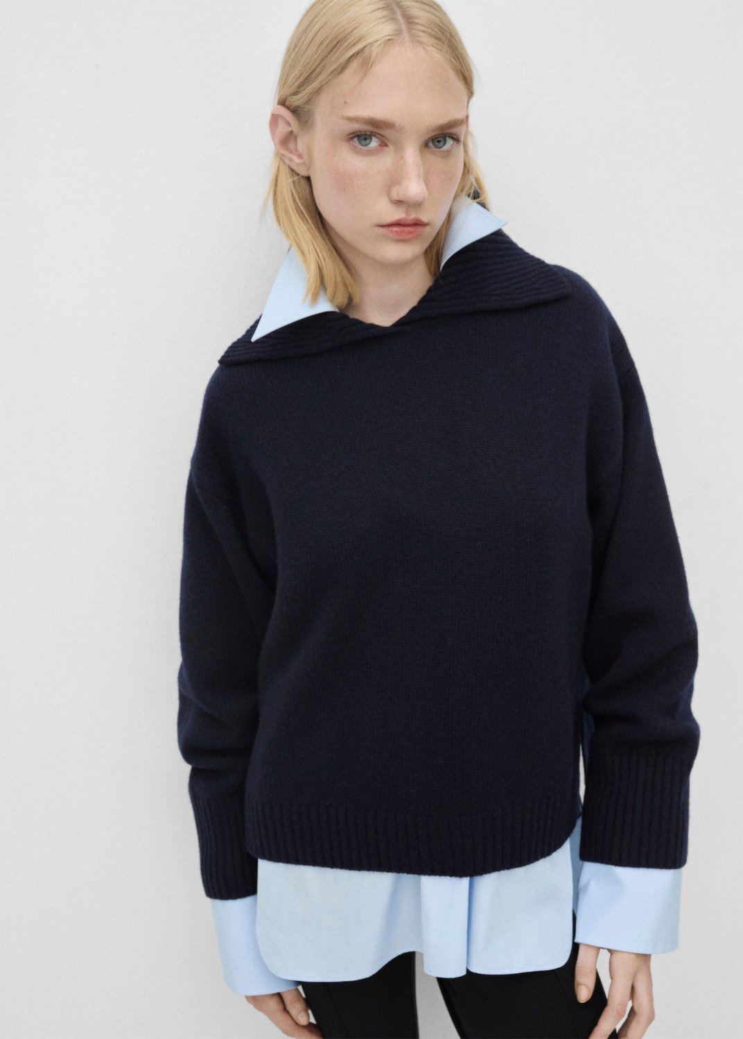 % Wool Jumper Lapel Collar fra Mango hos Magasin 8447144980805