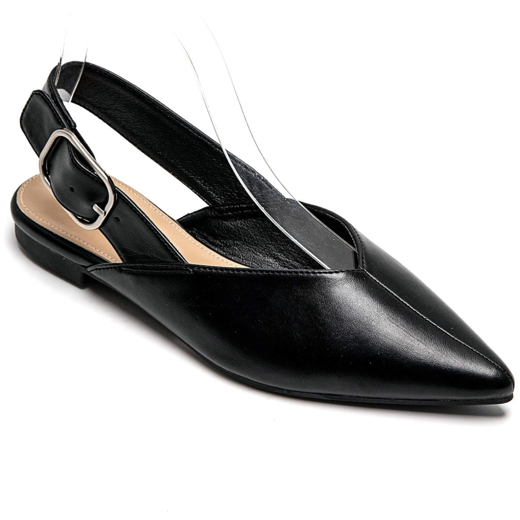 Amance Dame Slingback Ballerinaer  Black fra Shoes hos Klædeskabet.dk 5715406726632