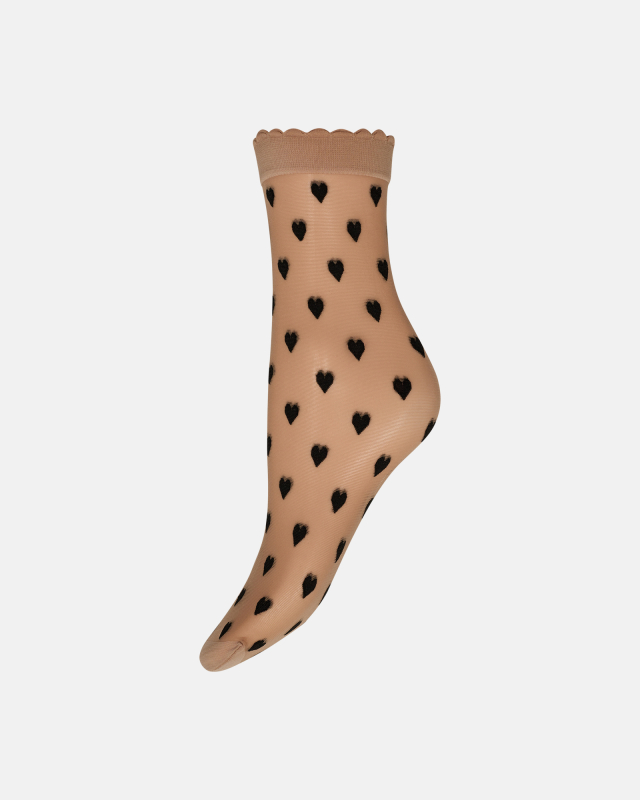 Ankelstrømper "hearts" Denier | Polyamid | Beige Sort fra Hype The Detail hos Intimo.dk 5701586237556
