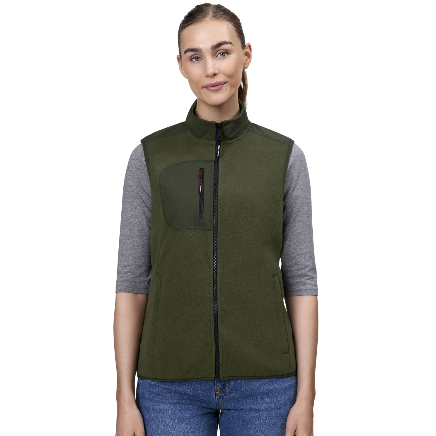 Bonded Dame Vest . Fleece  Oliven fra Id hos dansk.dk 5708302051410