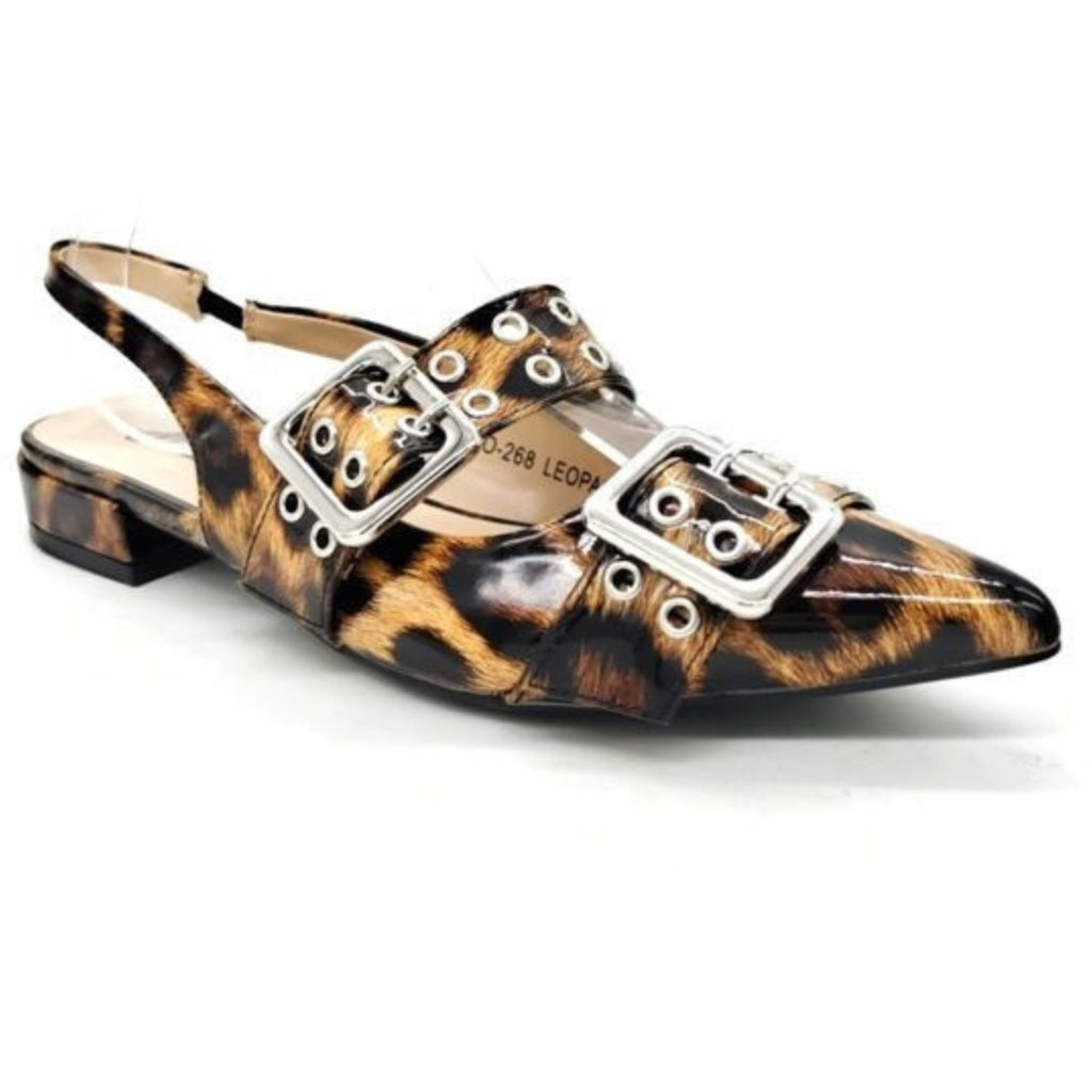 Adele Dame Slingback Ballerinas   Leopard fra Shoes hos Klædeskabet.dk 5715406746463