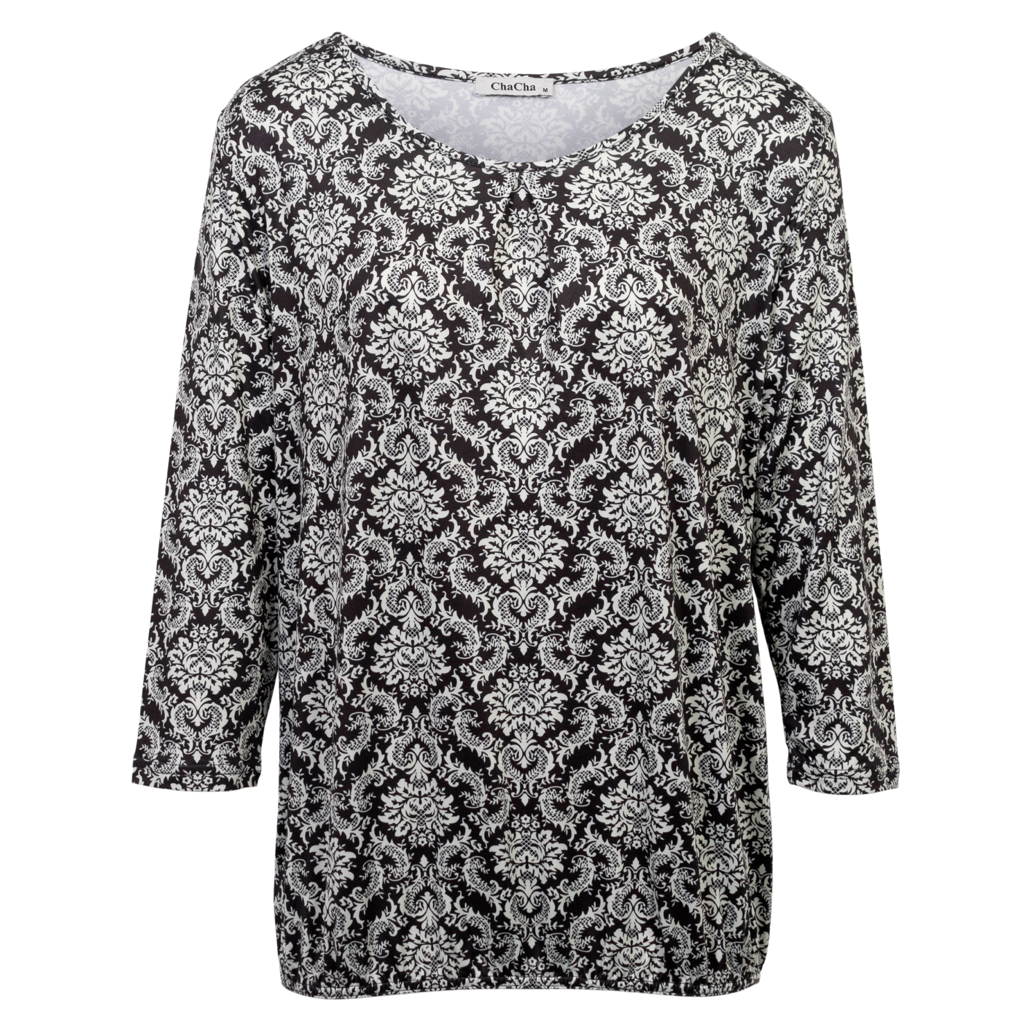 Dame Bluse  Print Black White fra Chacha hos dansk.dk 5714470251439
