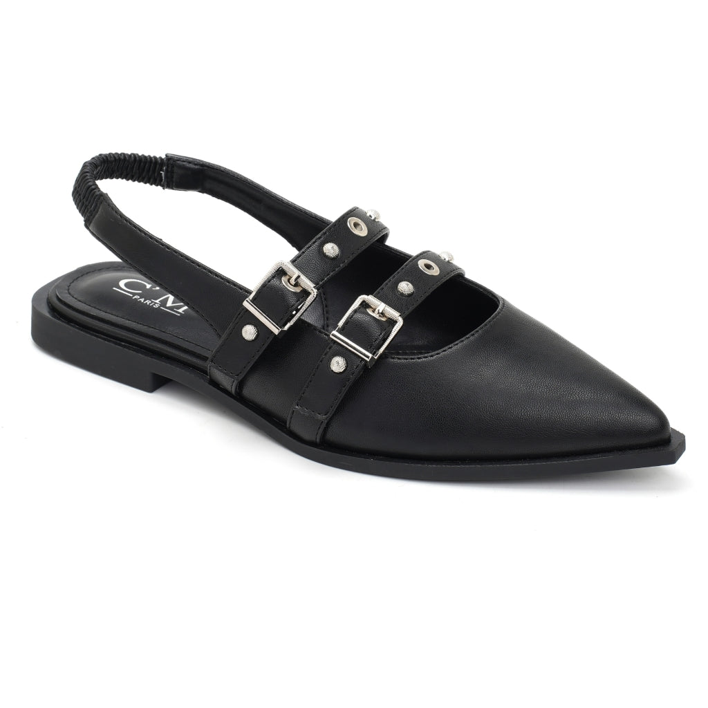 Amelia Dame Slingback Ballerinaer  Black fra Shoes hos Klædeskabet.dk 5715406772592