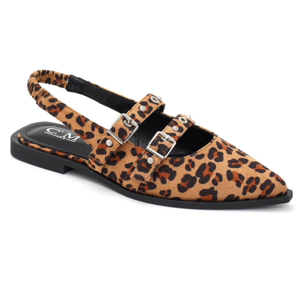 Amelia Dame Slingback Ballerinaer  Leopard fra Shoes hos Klædeskabet.dk 5715406772530