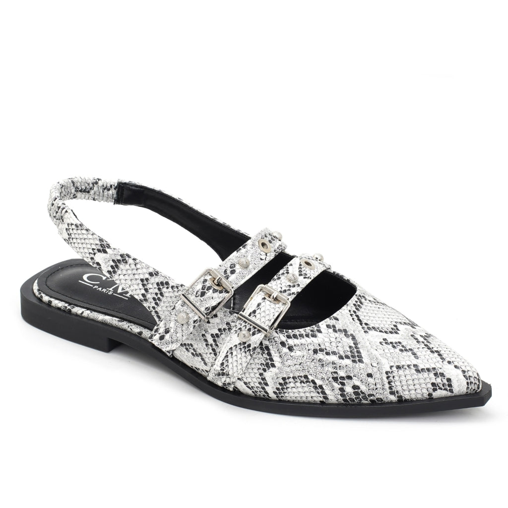 Amelia Dame Slingback Ballerinaer  Snake fra Shoes hos Klædeskabet.dk 5715406772462